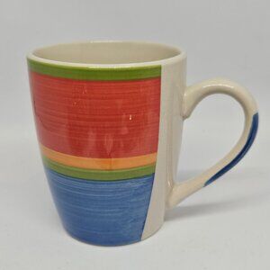 Royal Norfolk Mambo Coffee Mug-Stripes-12oz-Discontinued-Southwest-Blue Bottom